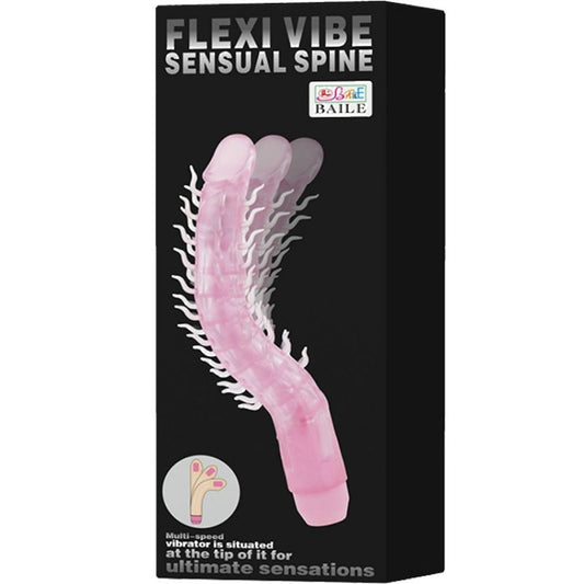BAILE - DILDO VIBRADOR PLEGABLE FLEXI VIBE SENSUAL SPINE MORADO 23.5 CM
