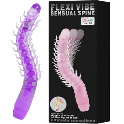 BAILE - DILDO VIBRADOR PLEGABLE FLEXI VIBE SENSUAL SPINE MORADO 23.5 CM