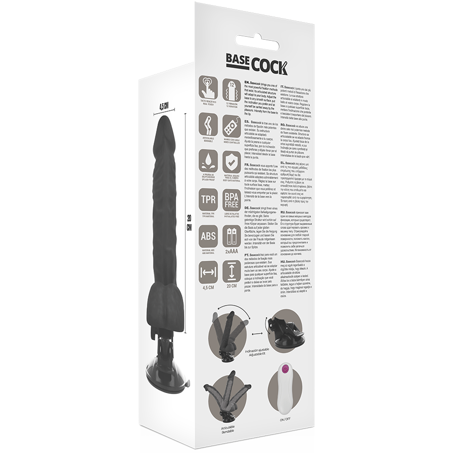 BASECOCK - VIBRADOR ARTICULABLE CON CONTROL REMOTO NATURAL 20 CM -O- 4.5 CM
