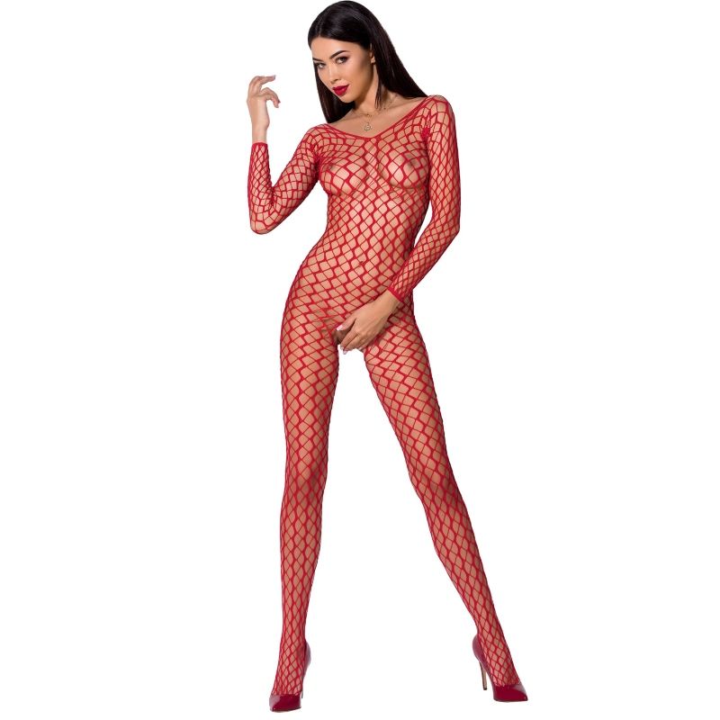 PASIÓN - MUJER BS068 BODYSTOCKING ROJO TALLA ÚNICA