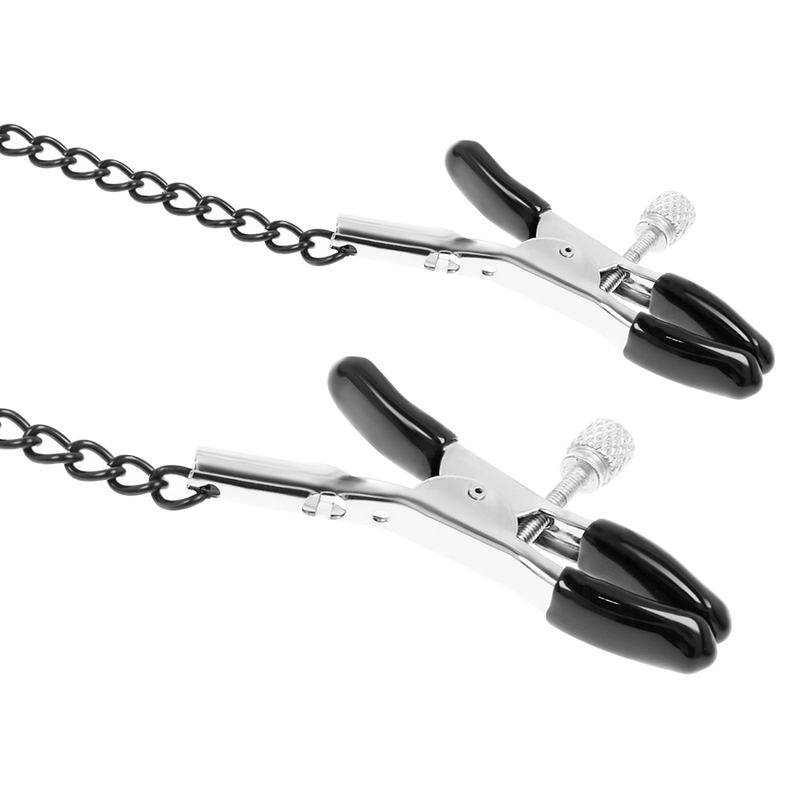 FETICHE SUMISO - ANILLO DE MORDAZA CON PINZAS PARA PEZONES